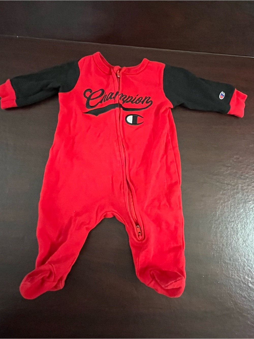 Champion Red and Black Footed Baby One-Piece